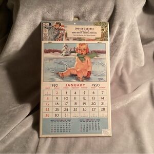 Vintage 1950 Wall Calendar with Illustrations - NWT